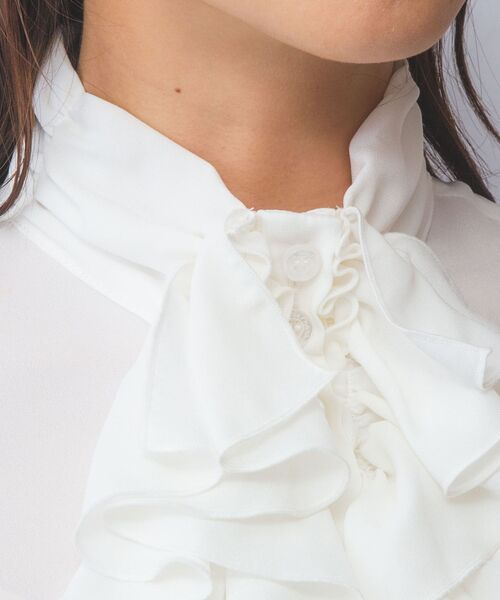 NARACAMICIE / ナラカミーチェ シャツ・ブラウス | 【NARACAMICIE】無地ジョーゼットフリル長袖ブラウスホワイト | 詳細5