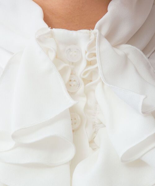 NARACAMICIE / ナラカミーチェ シャツ・ブラウス | 【NARACAMICIE】無地ジョーゼットフリル長袖ブラウスホワイト | 詳細7