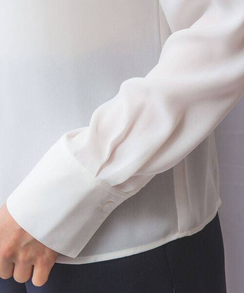 NARACAMICIE / ナラカミーチェ シャツ・ブラウス | 【NARACAMICIE】無地ジョーゼットフリル長袖ブラウスホワイト | 詳細9