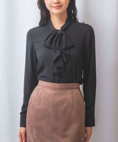 NARACAMICIE / ナラカミーチェ シャツ・ブラウス | 【NARACAMICIE】無地ジョーゼットラッフルボウタイ長袖ブラウス