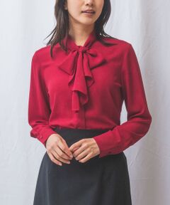 NARACAMICIE / ナラカミーチェ シャツ・ブラウス | 【NARACAMICIE】無地ジョーゼットラッフルボウタイ長袖ブラウス