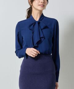 NARACAMICIE / ナラカミーチェ シャツ・ブラウス | 【NARACAMICIE】無地ジョーゼットラッフルボウタイ長袖ブラウス