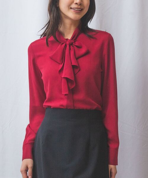 NARACAMICIE / ナラカミーチェ シャツ・ブラウス | 【NARACAMICIE】無地ジョーゼットラッフルボウタイ長袖ブラウス | 詳細10