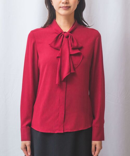 NARACAMICIE / ナラカミーチェ シャツ・ブラウス | 【NARACAMICIE】無地ジョーゼットラッフルボウタイ長袖ブラウス | 詳細12