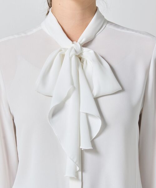 NARACAMICIE / ナラカミーチェ シャツ・ブラウス | 【NARACAMICIE】無地ジョーゼットラッフルボウタイ長袖ブラウスホワイト | 詳細5