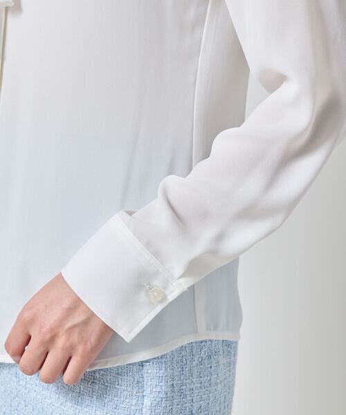 NARACAMICIE / ナラカミーチェ シャツ・ブラウス | 【NARACAMICIE】無地ジョーゼットラッフルボウタイ長袖ブラウスホワイト | 詳細7