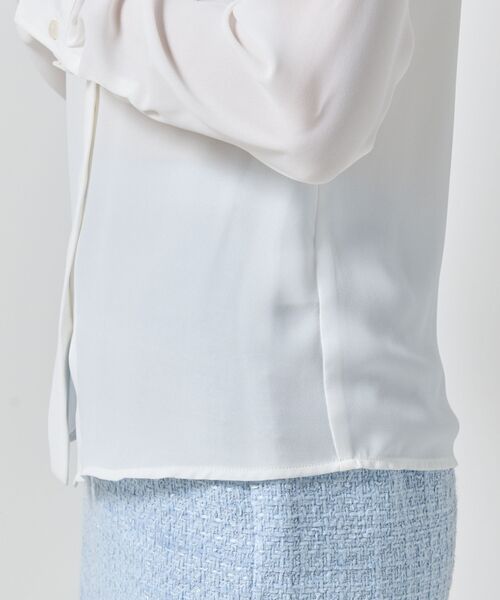 NARACAMICIE / ナラカミーチェ シャツ・ブラウス | 【NARACAMICIE】無地ジョーゼットラッフルボウタイ長袖ブラウスホワイト | 詳細8