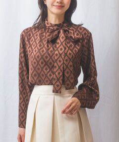 【NARACAMICIE】カットジャガードリボン付き長袖プルオーバー