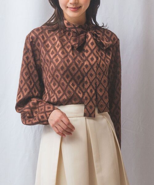 NARACAMICIE / ナラカミーチェ シャツ・ブラウス | 【NARACAMICIE】カットジャガードリボン付き長袖プルオーバー | 詳細1