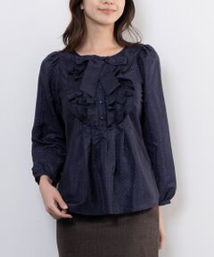 NARACAMICIE / ナラカミーチェ シャツ・ブラウス | 【NARACAMICIE】ドットジャガードフリルリボン長袖ブラウス