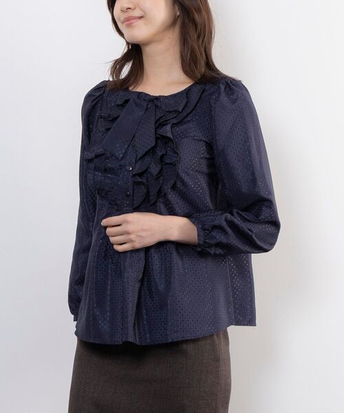 NARACAMICIE / ナラカミーチェ シャツ・ブラウス | 【NARACAMICIE】ドットジャガードフリルリボン長袖ブラウス | 詳細13