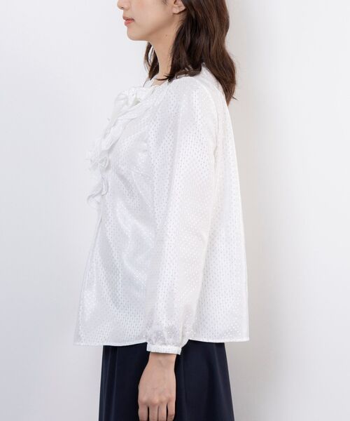 NARACAMICIE / ナラカミーチェ シャツ・ブラウス | 【NARACAMICIE】ドットジャガードフリルリボン長袖ブラウス | 詳細3