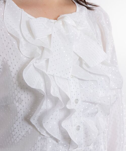 NARACAMICIE / ナラカミーチェ シャツ・ブラウス | 【NARACAMICIE】ドットジャガードフリルリボン長袖ブラウス | 詳細5