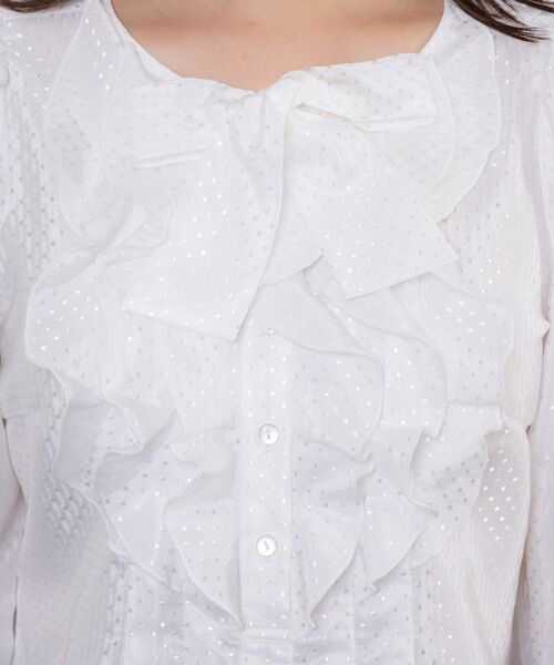 NARACAMICIE / ナラカミーチェ シャツ・ブラウス | 【NARACAMICIE】ドットジャガードフリルリボン長袖ブラウス | 詳細7