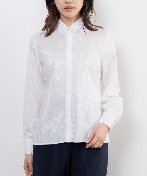 NARACAMICIE / ナラカミーチェ シャツ・ブラウス | 【NARACAMICIE】ドットジャガード長袖シャツ衿ブラウス | 詳細1