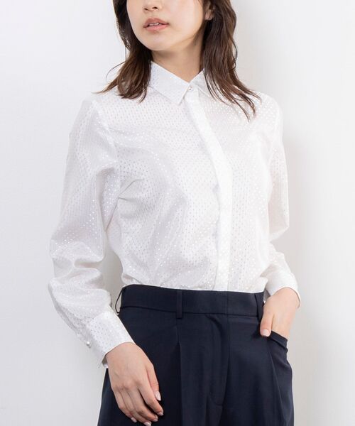 NARACAMICIE / ナラカミーチェ シャツ・ブラウス | 【NARACAMICIE】ドットジャガード長袖シャツ衿ブラウス | 詳細2