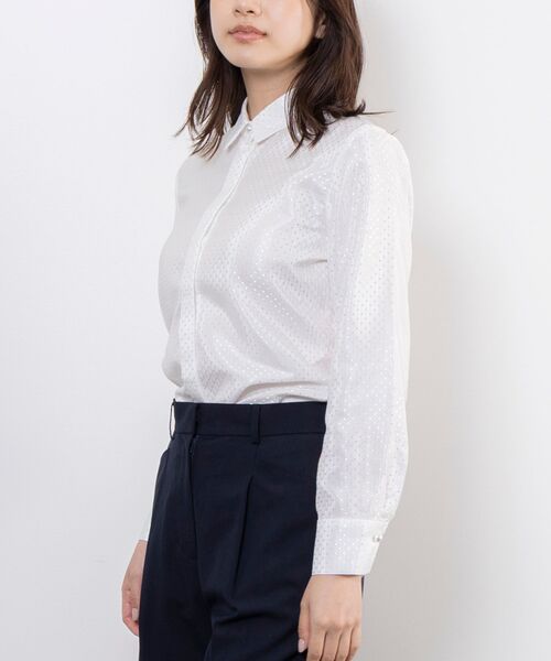 NARACAMICIE / ナラカミーチェ シャツ・ブラウス | 【NARACAMICIE】ドットジャガード長袖シャツ衿ブラウス | 詳細3