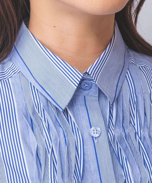 NARACAMICIE / ナラカミーチェ シャツ・ブラウス | 【NARACAMICIE】ストライプフロントデザインピンタック長袖シャツ | 詳細15