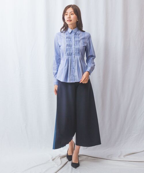 NARACAMICIE / ナラカミーチェ シャツ・ブラウス | 【NARACAMICIE】ストライプフロントデザインピンタック長袖シャツ | 詳細22