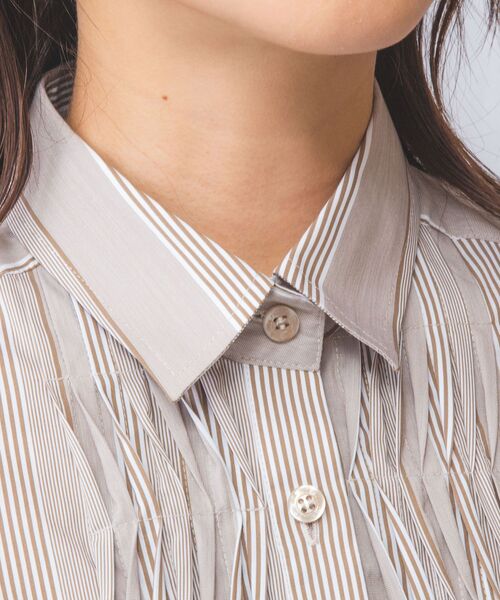 NARACAMICIE / ナラカミーチェ シャツ・ブラウス | 【NARACAMICIE】ストライプフロントデザインピンタック長袖シャツ | 詳細4
