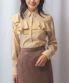 NARACAMICIE / ナラカミーチェ シャツ・ブラウス | 【NARACAMICIE】ストレッチストライプフロントフリル長袖シャツ