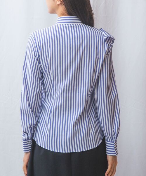NARACAMICIE / ナラカミーチェ シャツ・ブラウス | 【NARACAMICIE】ストレッチストライプフロントフリル長袖シャツ | 詳細14