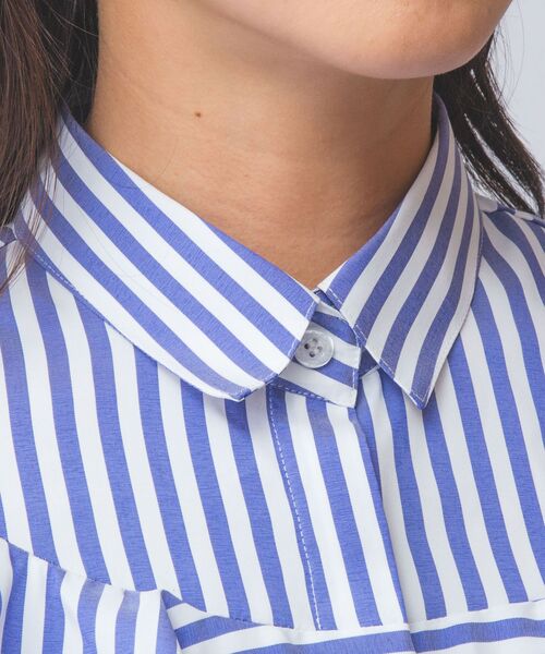 NARACAMICIE / ナラカミーチェ シャツ・ブラウス | 【NARACAMICIE】ストレッチストライプフロントフリル長袖シャツ | 詳細15