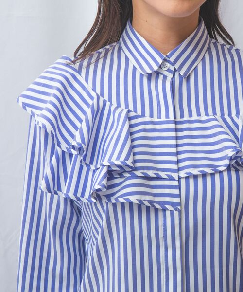 NARACAMICIE / ナラカミーチェ シャツ・ブラウス | 【NARACAMICIE】ストレッチストライプフロントフリル長袖シャツ | 詳細17