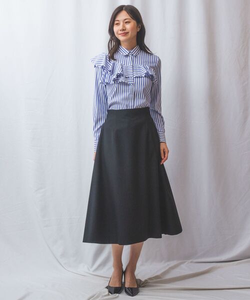 NARACAMICIE / ナラカミーチェ シャツ・ブラウス | 【NARACAMICIE】ストレッチストライプフロントフリル長袖シャツ | 詳細21