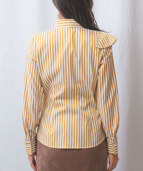 NARACAMICIE / ナラカミーチェ シャツ・ブラウス | 【NARACAMICIE】ストレッチストライプフロントフリル長袖シャツ | 詳細4