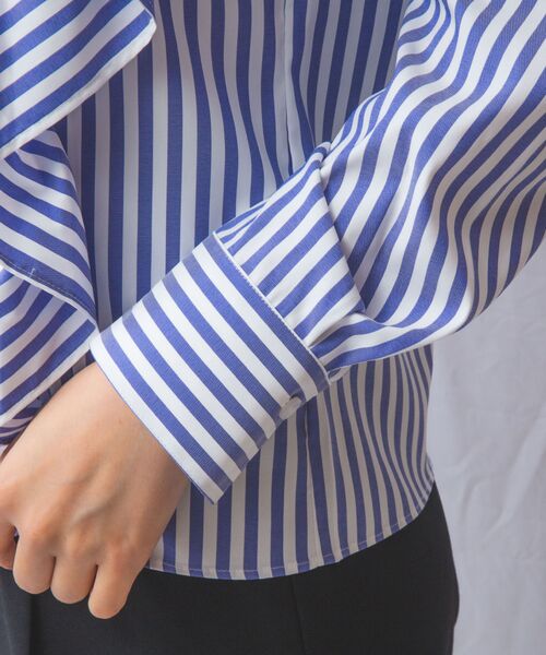 NARACAMICIE / ナラカミーチェ シャツ・ブラウス | 【NARACAMICIE】ストレッチストライプショルダーフリル長袖ブラウス | 詳細17