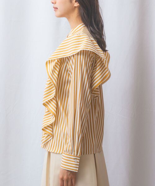 NARACAMICIE / ナラカミーチェ シャツ・ブラウス | 【NARACAMICIE】ストレッチストライプショルダーフリル長袖ブラウス | 詳細2