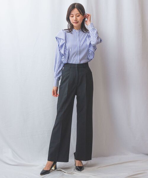 NARACAMICIE / ナラカミーチェ シャツ・ブラウス | 【NARACAMICIE】ストレッチストライプショルダーフリル長袖ブラウス | 詳細20