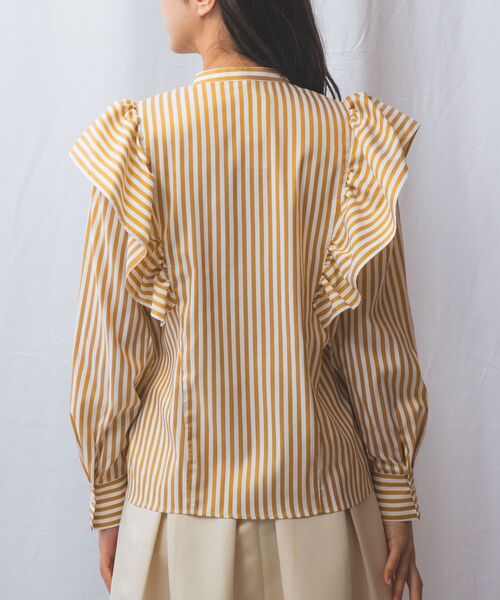 NARACAMICIE / ナラカミーチェ シャツ・ブラウス | 【NARACAMICIE】ストレッチストライプショルダーフリル長袖ブラウス | 詳細3