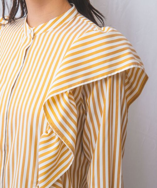 NARACAMICIE / ナラカミーチェ シャツ・ブラウス | 【NARACAMICIE】ストレッチストライプショルダーフリル長袖ブラウス | 詳細7