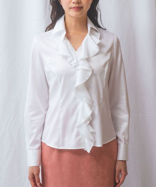 NARACAMICIE / ナラカミーチェ シャツ・ブラウス | 【NARACAMICIE】ツイル襟付きフリル長袖シャツ | 詳細2