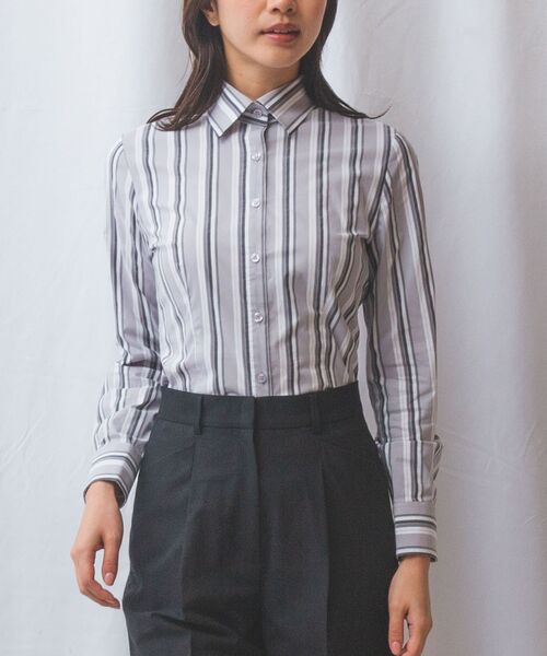 NARACAMICIE / ナラカミーチェ シャツ・ブラウス | 【NARACAMICIE】ストレッチランダムストライプ長袖シャツ | 詳細1