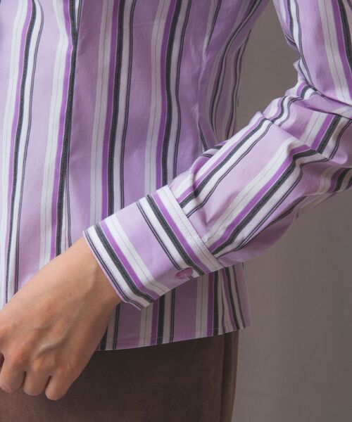 NARACAMICIE / ナラカミーチェ シャツ・ブラウス | 【NARACAMICIE】ストレッチランダムストライプスタンドフリル長袖ブラウス | 詳細19