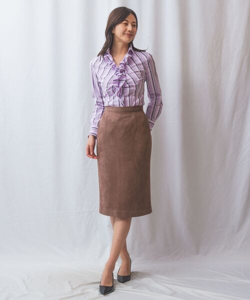 NARACAMICIE / ナラカミーチェ シャツ・ブラウス | 【NARACAMICIE】ストレッチランダムストライプスタンドフリル長袖ブラウス | 詳細22