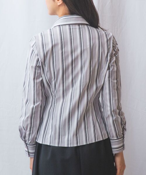 NARACAMICIE / ナラカミーチェ シャツ・ブラウス | 【NARACAMICIE】ストレッチランダムストライプスタンドフリル長袖ブラウス | 詳細4