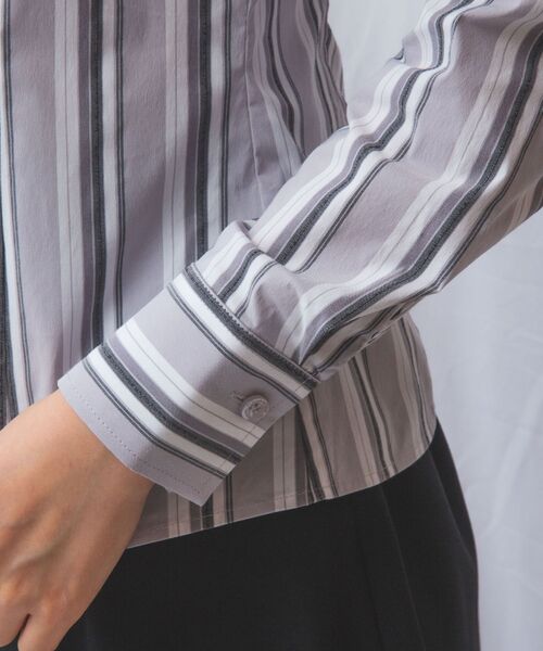 NARACAMICIE / ナラカミーチェ シャツ・ブラウス | 【NARACAMICIE】ストレッチランダムストライプスタンドフリル長袖ブラウス | 詳細8
