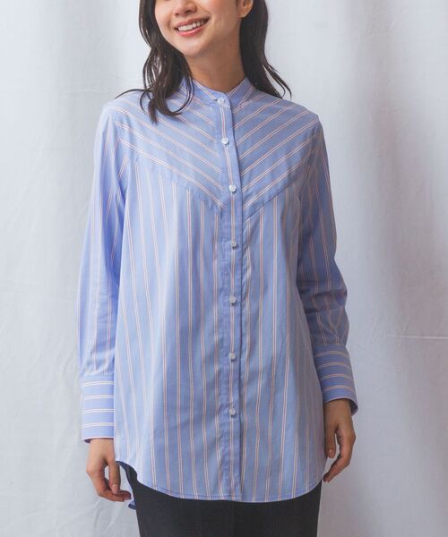 NARACAMICIE / ナラカミーチェ シャツ・ブラウス | 【NARACAMICIE】ランダムストライプテントライン長袖ブラウス | 詳細11