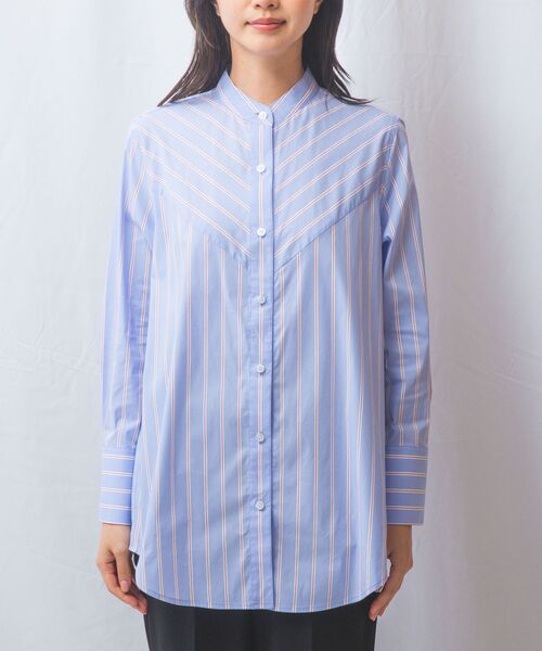 NARACAMICIE / ナラカミーチェ シャツ・ブラウス | 【NARACAMICIE】ランダムストライプテントライン長袖ブラウス | 詳細12