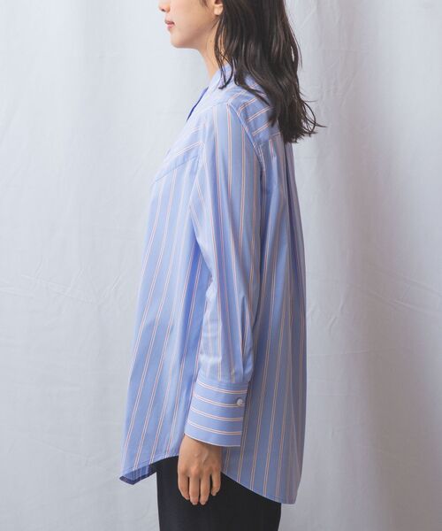 NARACAMICIE / ナラカミーチェ シャツ・ブラウス | 【NARACAMICIE】ランダムストライプテントライン長袖ブラウス | 詳細13