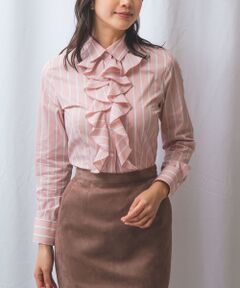 NARACAMICIE / ナラカミーチェ シャツ・ブラウス | 【NARACAMICIE】ランダムストライプフロントフリル長袖シャツ