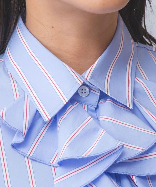 NARACAMICIE / ナラカミーチェ シャツ・ブラウス | 【NARACAMICIE】ランダムストライプフロントフリル長袖シャツ | 詳細16