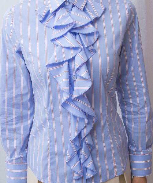 NARACAMICIE / ナラカミーチェ シャツ・ブラウス | 【NARACAMICIE】ランダムストライプフロントフリル長袖シャツ | 詳細17