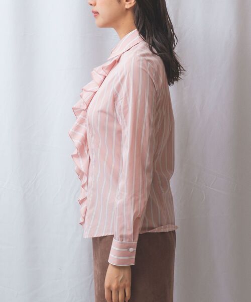 NARACAMICIE / ナラカミーチェ シャツ・ブラウス | 【NARACAMICIE】ランダムストライプフロントフリル長袖シャツ | 詳細3