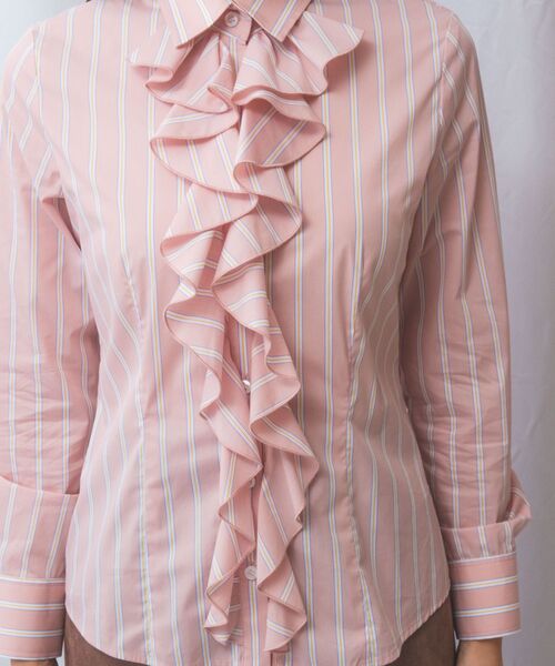 NARACAMICIE / ナラカミーチェ シャツ・ブラウス | 【NARACAMICIE】ランダムストライプフロントフリル長袖シャツ | 詳細6