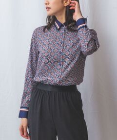 NARACAMICIE / ナラカミーチェ シャツ・ブラウス | 【NARACAMICIE】幾何柄サテン長袖シャツ
